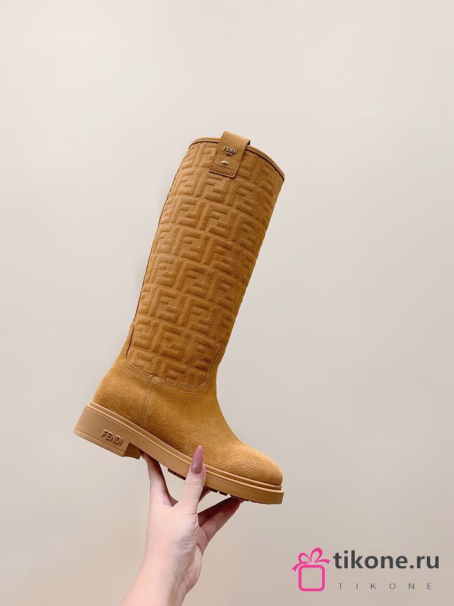 Fendi Filo Light Brown Suede Boots - 1