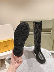 Fendi Filo Black Leather And FF Fabric Boots - 4