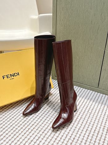Fendi Arco Brown Hagfish Leather Boots 9.5cm