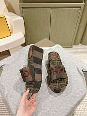 Fendi Sunshine Brown Fabric Flatform Slides 60mm - 2