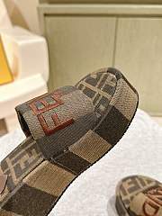 Fendi Sunshine Brown Fabric Flatform Slides 60mm - 5