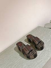 Fendi Sunshine Brown Fabric Flatform Slides 60mm - 4
