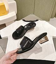 Fendi FF Baguette Motif Wide-Band Slides Black - 1