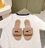 Baguette Beige Leather Slides - 1