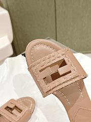 Baguette Beige Leather Slides - 5