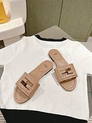 Baguette Beige Leather Slides - 4