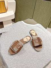 Fendi Sunshine Dove Grey Denim-Effect Jacquard Slides - 6