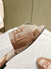 Fendi Sunshine Dove Grey Denim-Effect Jacquard Slides - 3