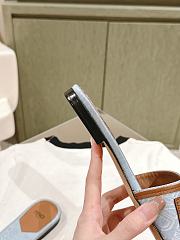 Fendi Blue/Brown Denim and Leather Signature Flat Slides - 3