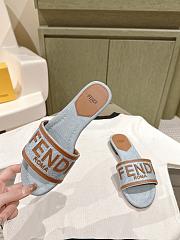 Fendi Blue/Brown Denim and Leather Signature Flat Slides - 6