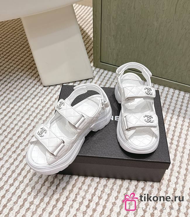 Chanel Sandals Shiny Calfskin White 55mm - 1