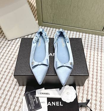 Chanel 25 Ballet Flats Silk Satin Blue
