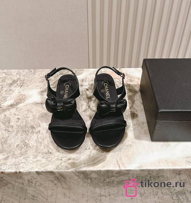 Chanel Sandals Black Lambskin - 1