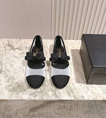 Chanel Mary Janes Mesh & Grosgrain White & Black 