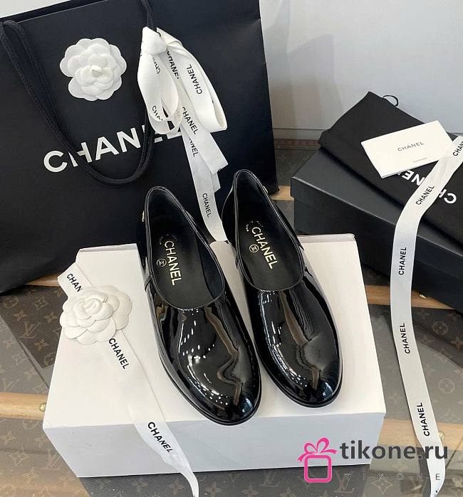 Chanel Black Patent Loafers - 1