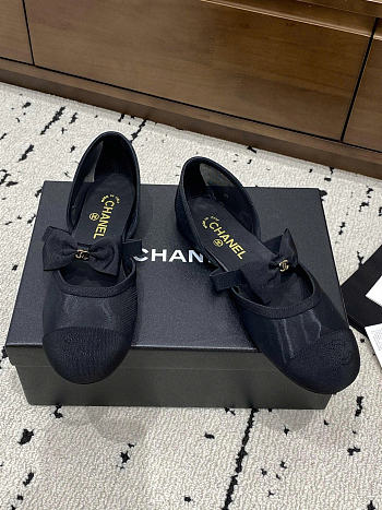 Chanel Mary Janes Mesh & Grosgrain Black