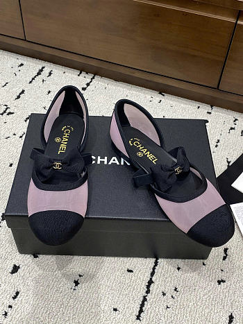 Chanel Mary Janes Mesh & Grosgrain Light Pink & Black