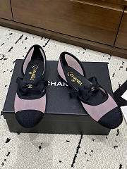 Chanel Mary Janes Mesh & Grosgrain Light Pink & Black - 6
