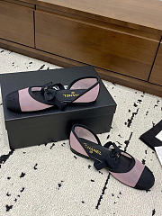 Chanel Mary Janes Mesh & Grosgrain Light Pink & Black - 5