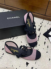 Chanel Mary Janes Mesh & Grosgrain Light Pink & Black - 3