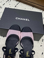 Chanel Mary Janes Mesh & Grosgrain Light Pink & Black - 2