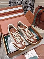 Loro Piana Tennis Walk Sneaker Suede Calf Split Linen Natural/ Caramel - 1