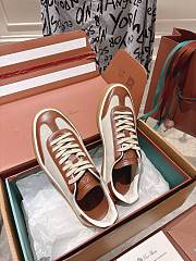 Loro Piana Tennis Walk Sneaker Suede Calf Split Linen Natural/ Caramel - 3