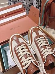 Loro Piana Tennis Walk Sneaker Suede Calf Split Linen Natural/ Caramel - 6