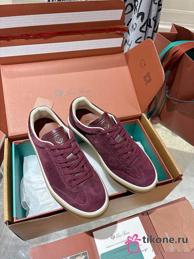 Loro Piana Tennis Walk Sneaker Suede Calf Split Burgundy - 1