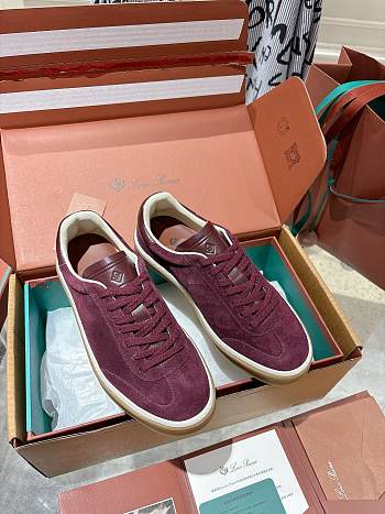 Loro Piana Tennis Walk Sneaker Suede Calf Split Burgundy