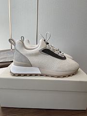 Brunello Cucinelli Wool Knit And Semi-Polished Calfskin Runners With Warm Inner Lining White 22481 - 1