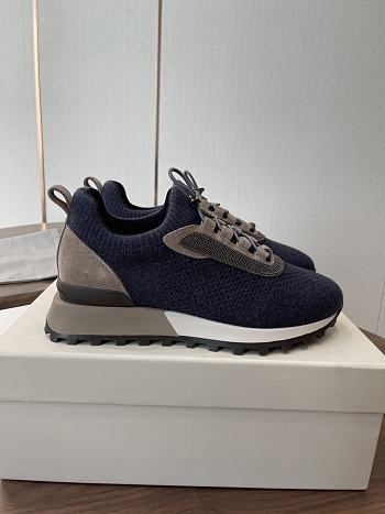 Brunello Cucinelli Wool Knit And Semi-Polished Calfskin Runners With Warm Inner Lining 22482