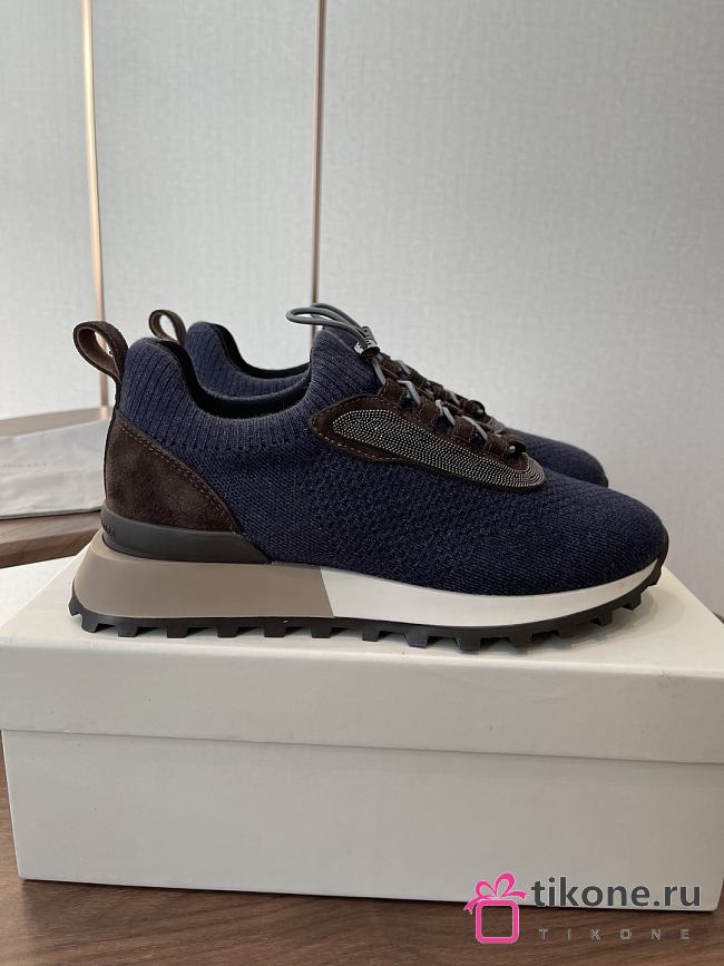 Brunello Cucinelli Wool Knit And Semi-Polished Calfskin Runners With Warm Inner Lining 22483 - 1