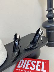 Diesel D-Ten & Half Pumps In Patent Pull-Up Leather Black Silver 10.5cm - 2