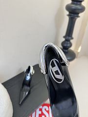 Diesel D-Ten & Half Pumps In Patent Pull-Up Leather Black Silver 10.5cm - 3