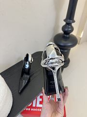 Diesel D-Ten & Half Pumps In Patent Pull-Up Leather Black Silver 10.5cm - 4