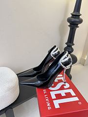 Diesel D-Ten & Half Pumps In Patent Pull-Up Leather Black Silver 10.5cm - 5