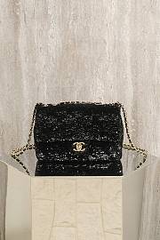 Chanel Evening Bag Quilted Sequins & Gold Tone Metal Black - 25x14x9cm - 1