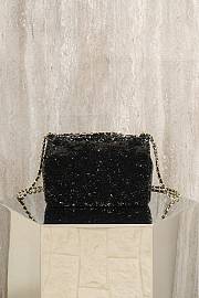 Chanel Evening Bag Quilted Sequins & Gold Tone Metal Black - 25x14x9cm - 2