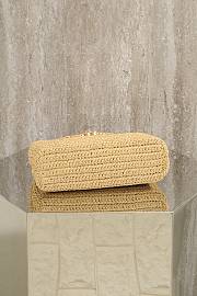Chanel Mini Shopping Bag Braided Raffia & Gold Tone Metal Beige - 19x13x7cm - 5