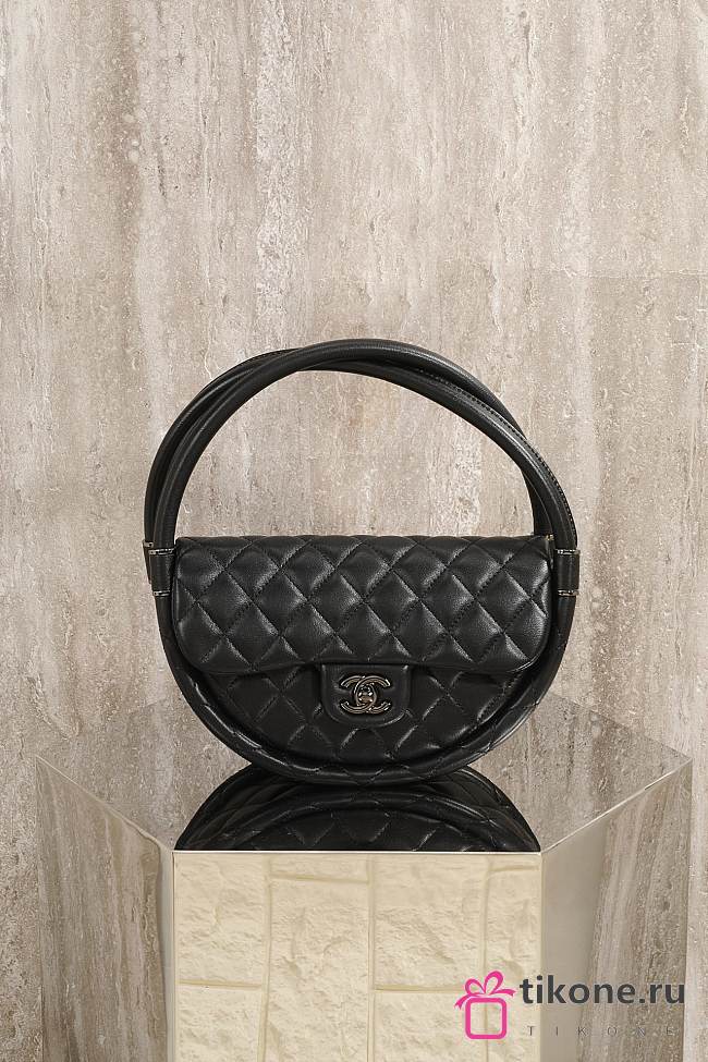 Chanel Vintage Hula Hoop Mini Flap Bag Black - 24x24x9.5cm - 1