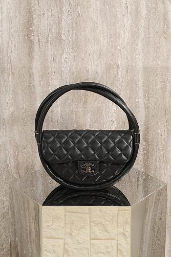 Chanel Vintage Hula Hoop Mini Flap Bag Black - 24x24x9.5cm