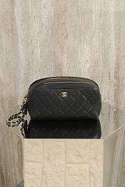 Chanel Small Caviar Leather Toiletry Pouch Black - 18x9x9cm - 1