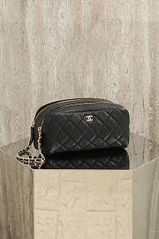 Chanel Small Caviar Leather Toiletry Pouch Black - 18x9x9cm - 5