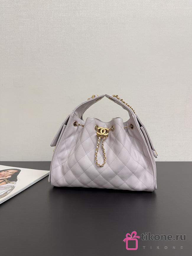 Chanel 25 Handbag Small Grained Calfskin Gold Tone Metal Lilac - 30x26x14cm - 1