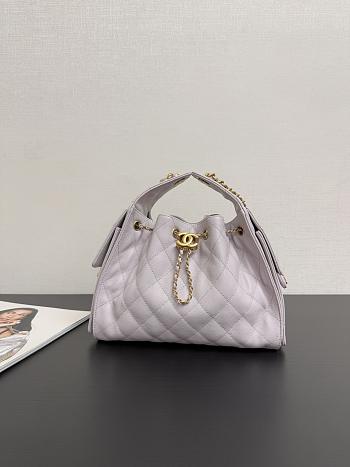 Chanel 25 Handbag Small Grained Calfskin Gold Tone Metal Lilac - 30x26x14cm
