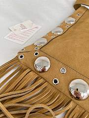 Valentino Garavani Nellcote Suede Shoulder Bag With Fringes Havana Beige - 30x31x3cm  - 4