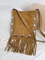 Valentino Garavani Nellcote Suede Shoulder Bag With Fringes Havana Beige - 30x31x3cm  - 2