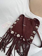 Valentino Garavani Nellcote Suede Shoulder Bag With Fringes Brown - 30x31x3cm - 3