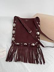 Valentino Garavani Nellcote Suede Shoulder Bag With Fringes Brown - 30x31x3cm - 2